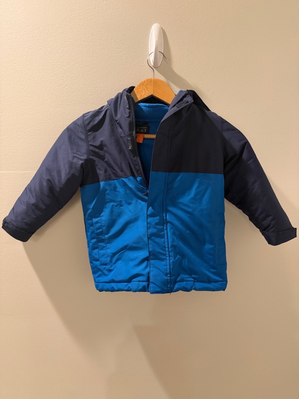 The Children's Place Navy and Bright Blue Hooded Colorblock Puffer